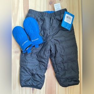 New Infant Columbia Bundle - Insulated Snow Pants and Mittens 6-12 months
